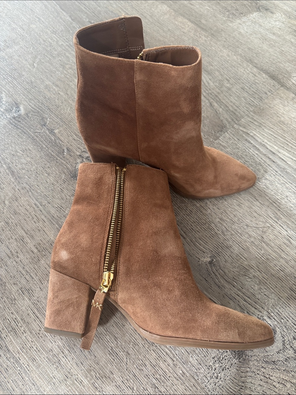 Michael Kors Brown Suede Women's Ankle Boots with Side Zip